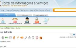 Imagem do Portal de Informações e serviços com o item "Licença de Evento" em destaque.